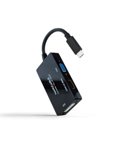 USB C till VGA/HDMI/DVI Adapter NANOCABLE 10.16.4301-ALL 20 cm Svart 4K Ultra HD