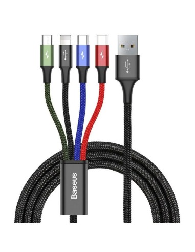 USB-kabel till mikro-USB, USB-C och Lightning Baseus CA1T4-B01 Svart 1,2 m