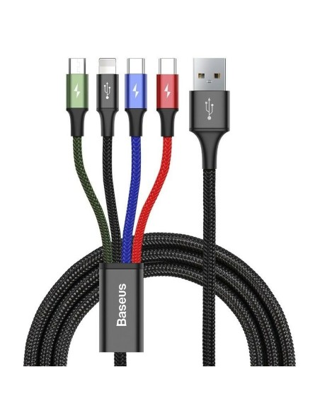 USB-kabel till mikro-USB, USB-C och Lightning Baseus CA1T4-B01 Svart 1,2 m