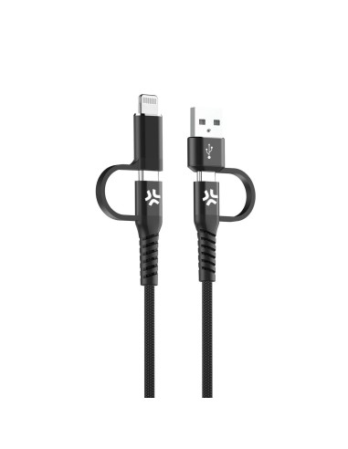 USB-kabel till USB-C och Lightning Celly USBC4IN1BK Svart 2 m