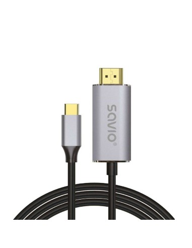 USB C till HDMI Adapter Savio CL-171 Silvrig 2 m