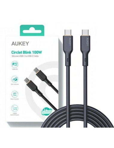 USB-C till USB-C Kabel Aukey CB-SCC101 Svart 1 m