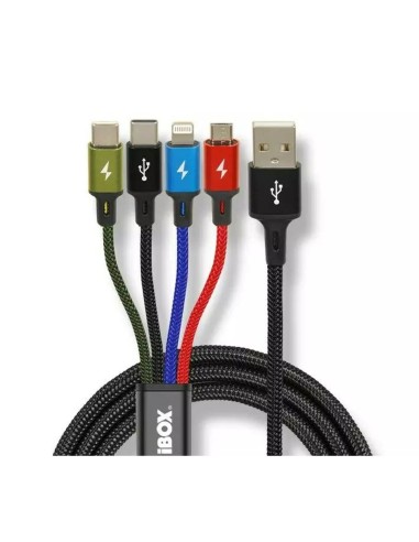 USB-kabel till mikro-USB, USB-C och Lightning Ibox IKUM4W1CLR Svart Multicolour 1,2 m