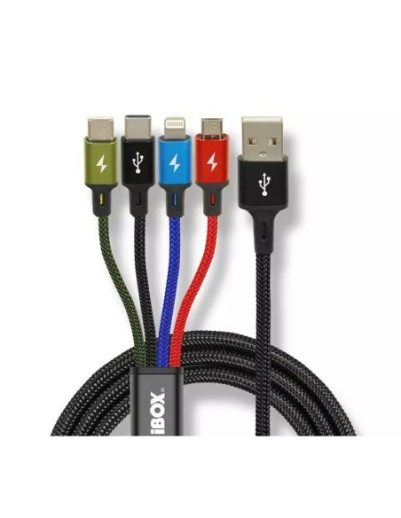 USB-kabel till mikro-USB, USB-C och Lightning Ibox IKUM4W1CLR Svart Multicolour 1,2 m