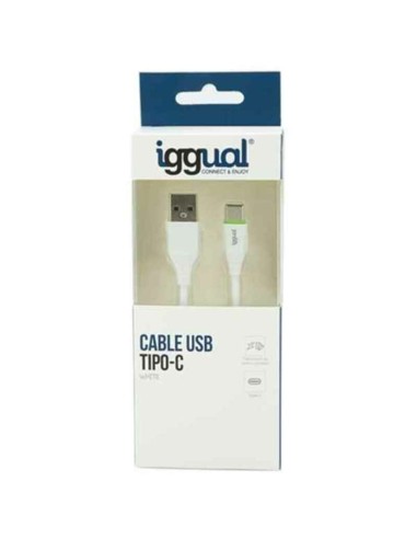 USB A till USB C Kabel iggual IGG316948 1 m Vit