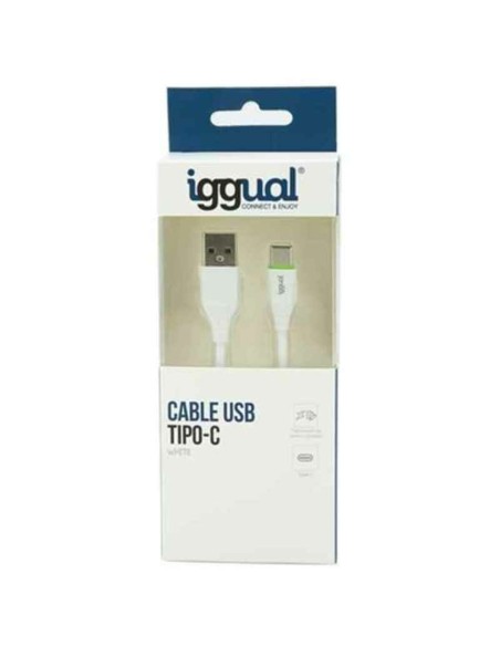 USB A till USB C Kabel iggual IGG316948 1 m Vit