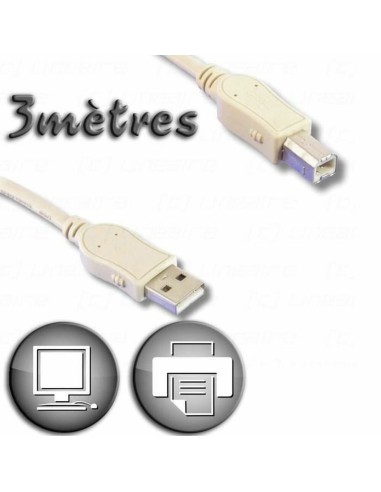 USB 2.0 A till USB B Kabel Lineaire 3 m Beige