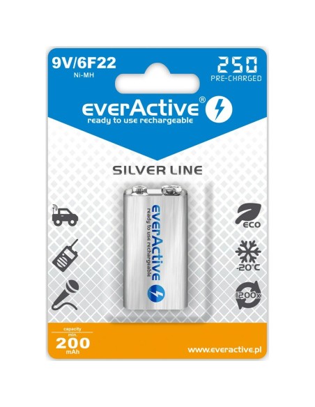 Laddningsbara Batterier EverActive EVHRL22-250 6F22 200 mAh 9 V